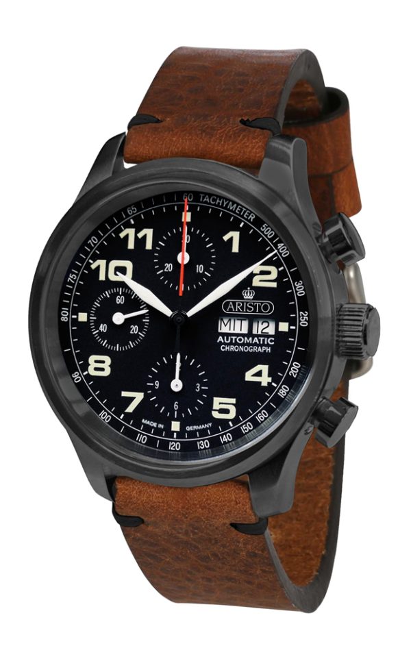 ARISTO Vintage Flieger-Chrono 0H21-LT PVD Black Made in Germany