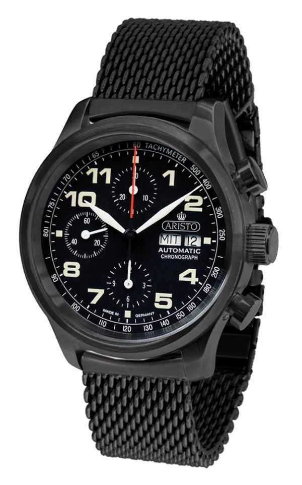 ARISTO Vintage Flieger-Chrono 0H21-MT PVD Black Made in Germany
