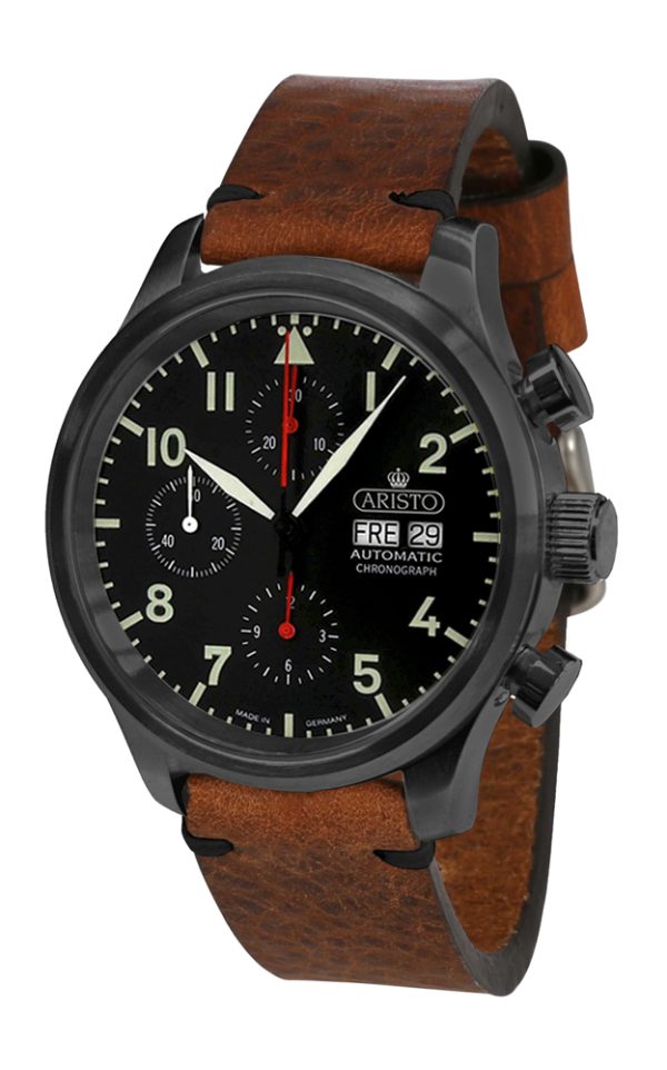 ARISTO Vintage Flieger-Chrono 0H24-L PVD Black Made in Germany
