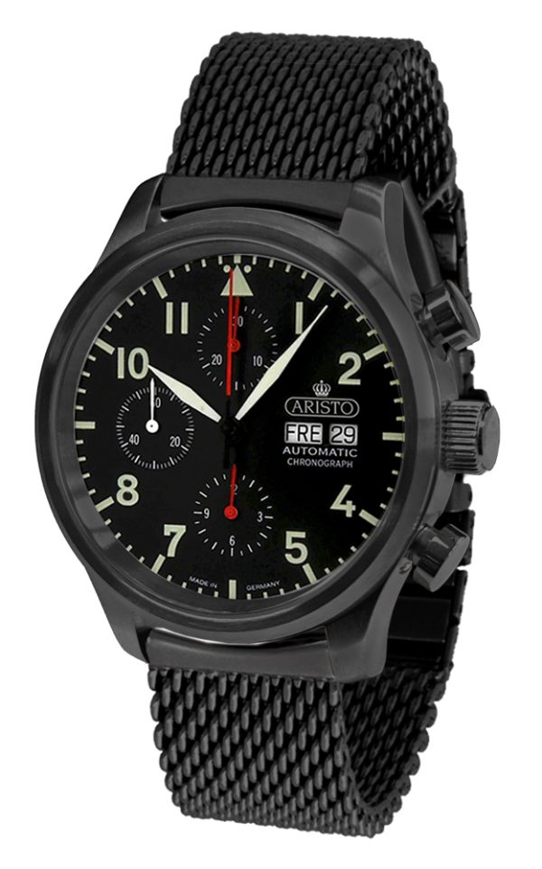 ARISTO Vintage Flieger-Chrono 0H24-M PVD Black Made in Germany