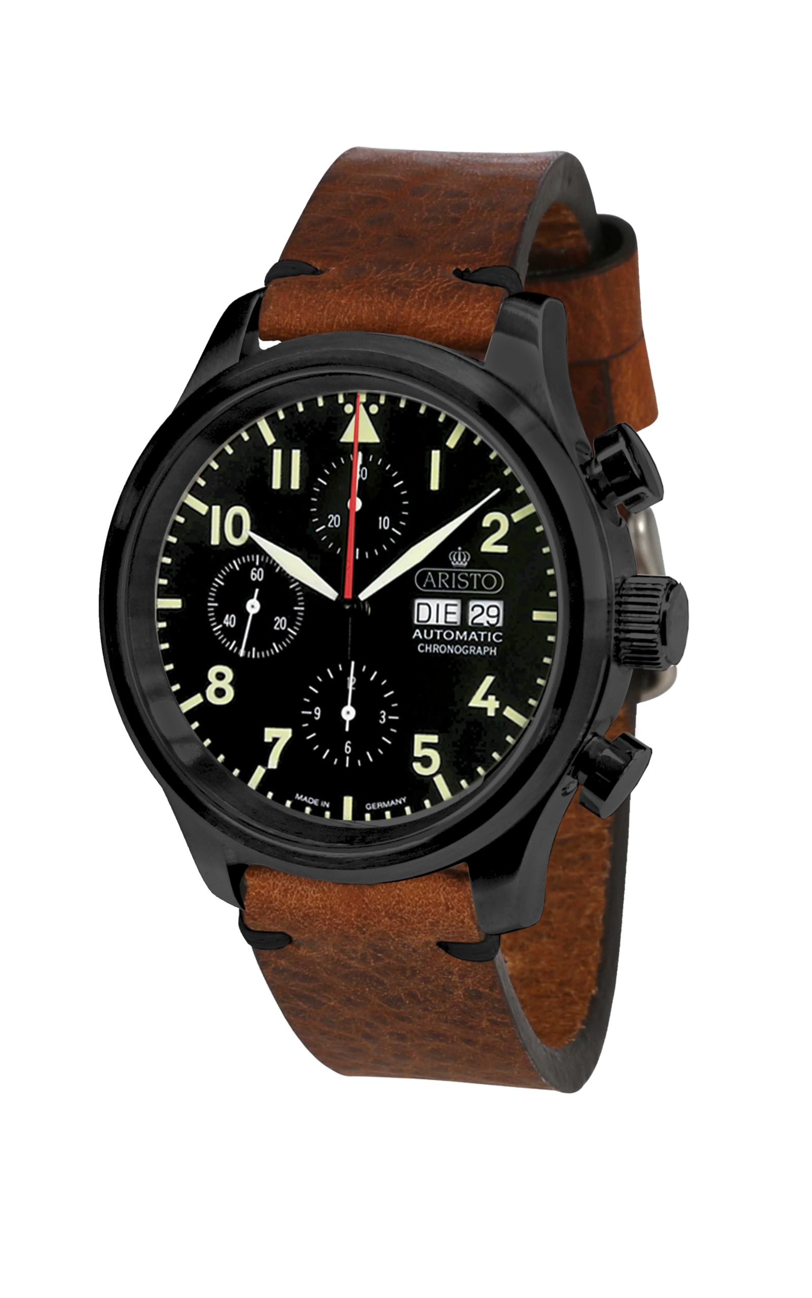 ARISTO Vintage Flieger-Chrono 0H24-L PVD Black