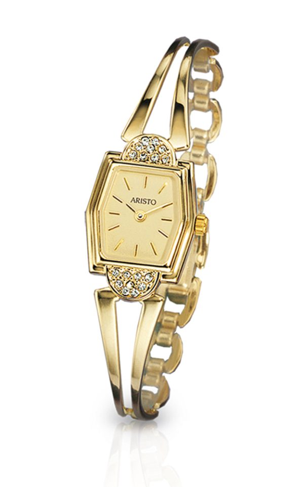 ARISTO Schmuckband Quarzuhr 1D40 goldplattiert 3 Mic