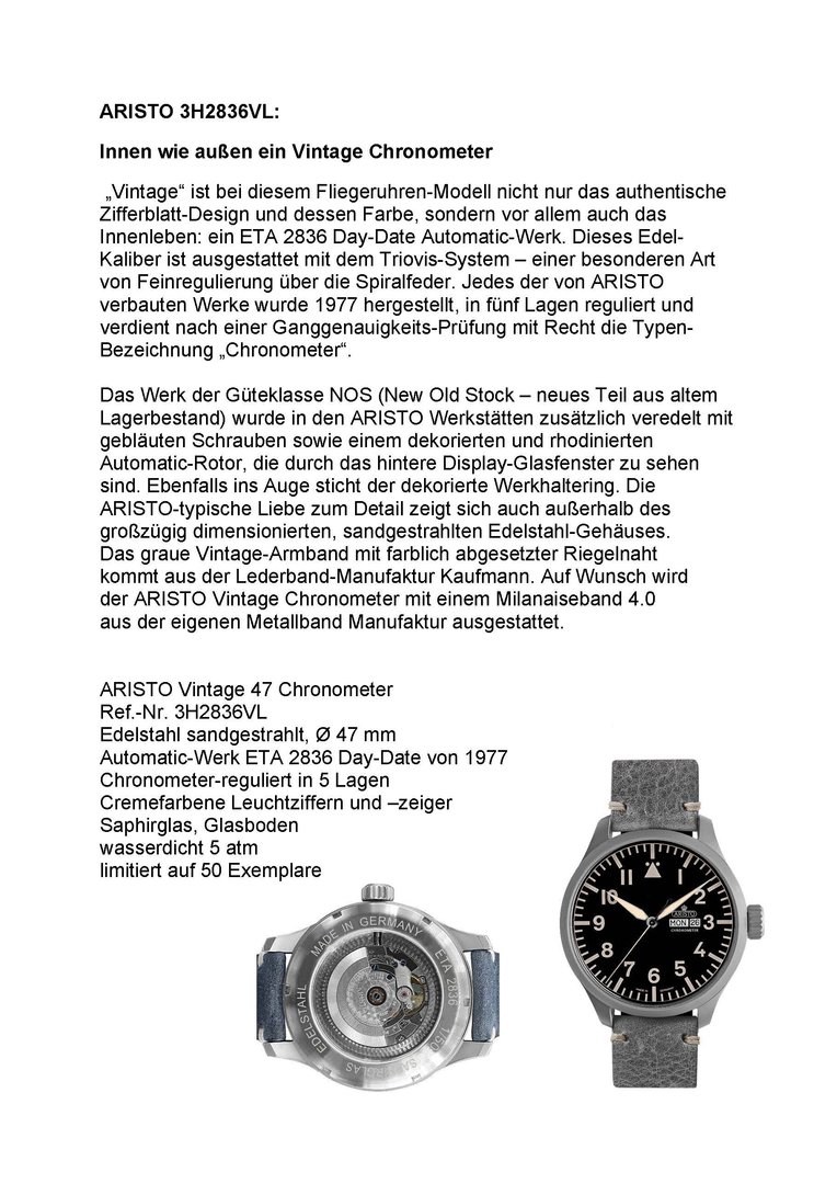 ARISTO Vintage 47 Chronometer 3H2836VL – Bild 4