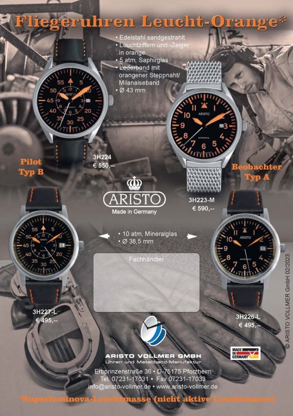 ARISTO Leuchtorange 38 Pilot Automatic 3H227-L – Bild 3